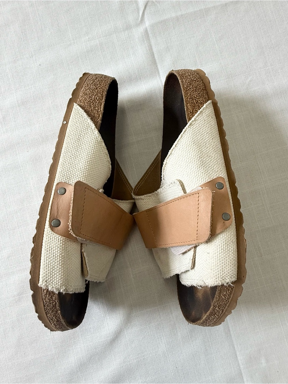 Birkenstock Kyoto Textile Leather Eggshell Mens Size 11 - Picture 5 of 7